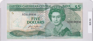 1988 - East Caribbean States - 5 Dollars - A 091988 M