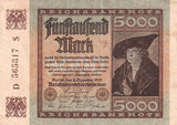 1922 - Germany - 5000 Mark - D 565317 S