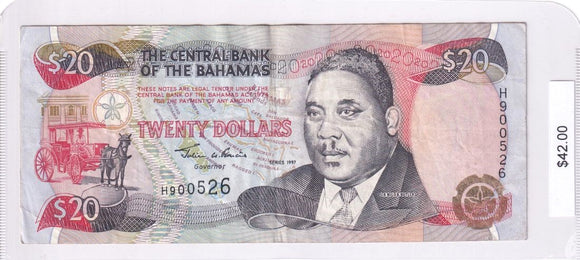 1997 - Bahamas - 20 Dollars - H900526