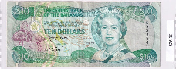 1974 - Bahamas - 10 Dollars - Q324341