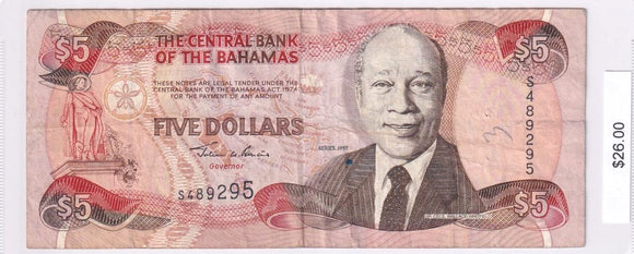 1974 - Bahamas - 5 Dollars - S489295