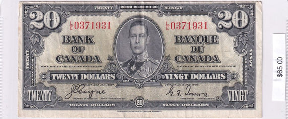 1937 - Canada - 20 Dollars - Coyne / Towers - L/E 0371931
