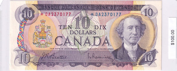 1971 - Canada - 10 Dollars - Beattie / Rasminsky - <br>* DA23370177