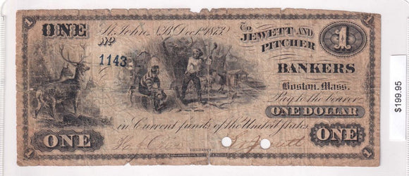 1873 - USA - $1 - To Jewett and Pitcher Bankers - 1143