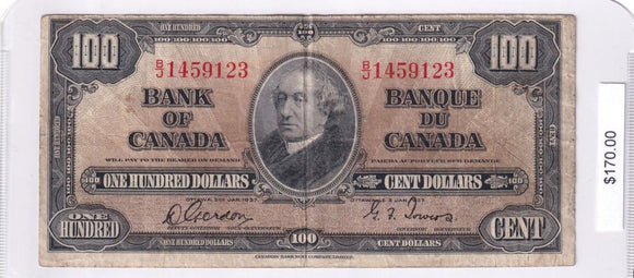 1937 - Canada - 100 Dollars - Gordon / Towers - B/J 1459123