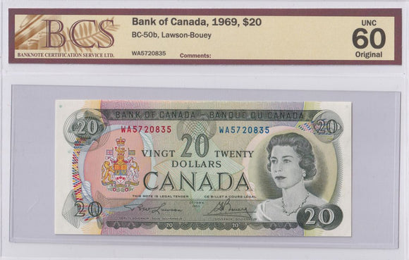 1969 - Canada - 20 Dollars - Lawson / Bouey - UNC60 BCS - WA5720835