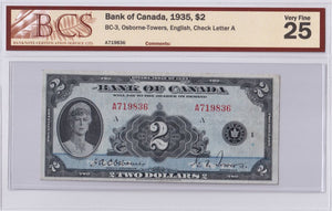 1935 - Canada - 2 Dollars - Osborne / Towers - VF25 BCS - A719836