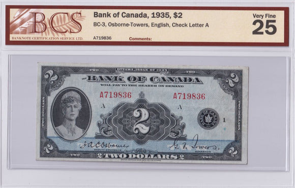 1935 - Canada - 2 Dollars - Osborne / Towers - VF25 BCS - A719836