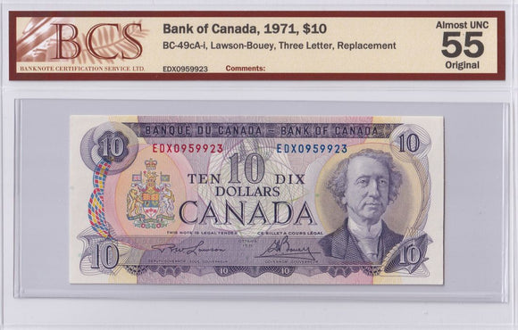 1971 - Canada - 10 Dollars - Lawson / Bouey - AU55 BCS - EDX0959923