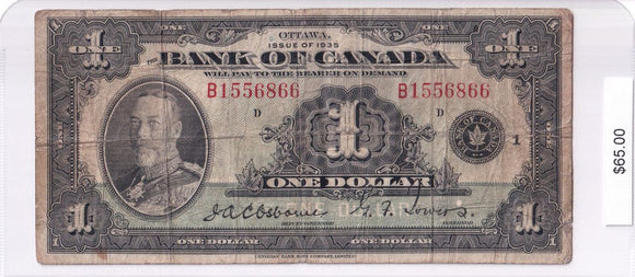 1935 - Canada - 1 Dollar - Bank of Canada - Osborne / Towers - B 1556866