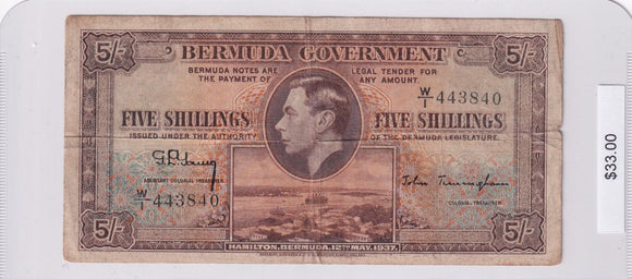 1937 - Bermuda - 5 Shillings - W/I 443840