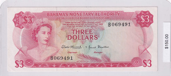 1968 - Bahamas - 3 Dollars - B 069491