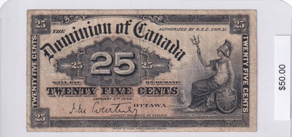 1870 - Canada - 25 Cents - Dickinson / Harington - VF20 BCS