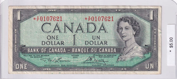 1954 - Canada - 1 Dollar - Lawson / Bouey - *X/F 0107621