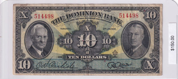 1938 - The Dominion Bank - 10 Dollars - 514498