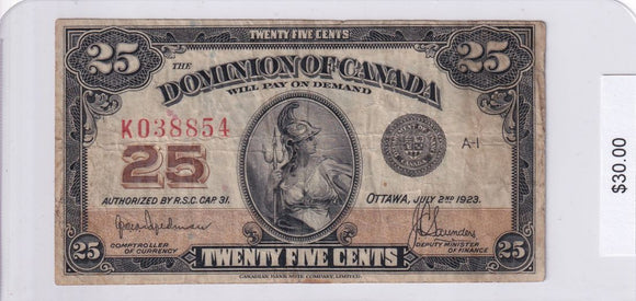 1923 - Canada - 25 Cents - Hyndman / Saunders - K038854