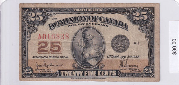 1923 - Canada - 25 Cents - Hyndman / Saunders - A016838