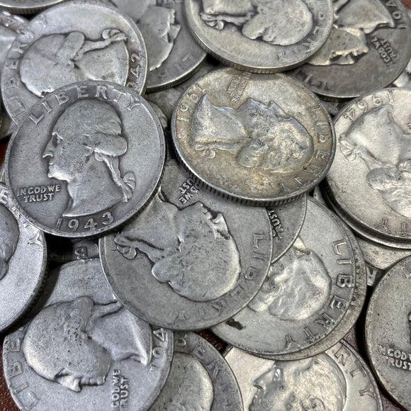<b>90%</b> - USA Silver<br>25 Cents - Pre-1964