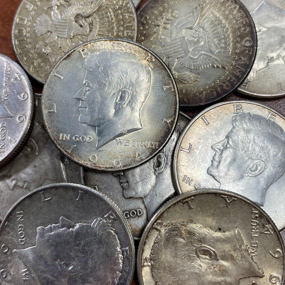 <b>90%</b> - USA Silver<br>50 Cents - 1964