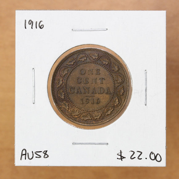 1916 - Canada - 1c - AU58 - retail $22