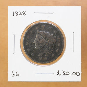 1838 - USA - 1c - G6 - retail $30