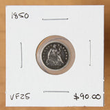 1850 - USA - 1/2 Dime - VF25 - retail $90