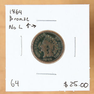 1864 - USA - 1c - Bronze No L - G4