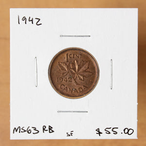 1942 - Canada - 1c - MS63 RB - retail $55