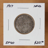 1917 c - Newfoundland - 25c - EF40 - retail $20