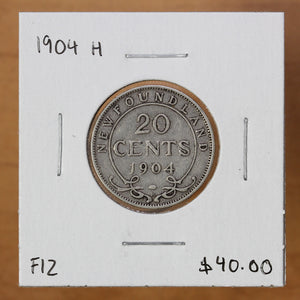 1904 H - Newfoundland - 20c - F12 - retail $40