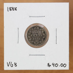 1888 - Newfoundland - 5c - VG8 - retail - $90
