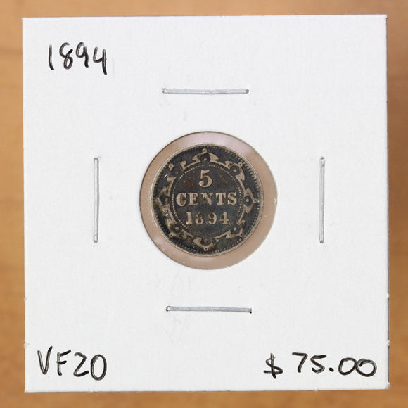 1894 - Newfoundland - 5c - VF20 - retail - $75