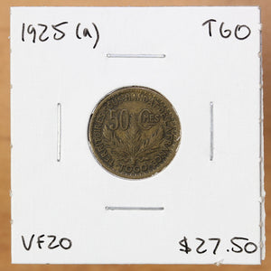 1925 (a) - Togo - 50 Centimes - VF20 - 50% OFF!