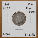 1868 XXIIR - Italy (Papal States) - 10 Soldi - EF40 - retail $28.50