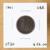 1861 - Great Britain - 1 Farthing - VF30 - retail $23