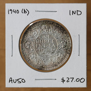 1940 (b) - India - 1 Rupee - AU50 - retail $27