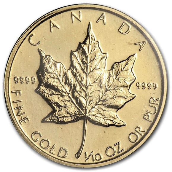    1/10 oz - Random Year - Maple Leaf - Fine Gold